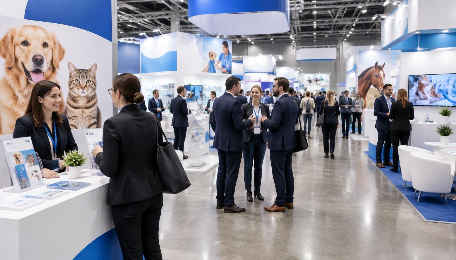 Attendees at a veterinary trade exhibition